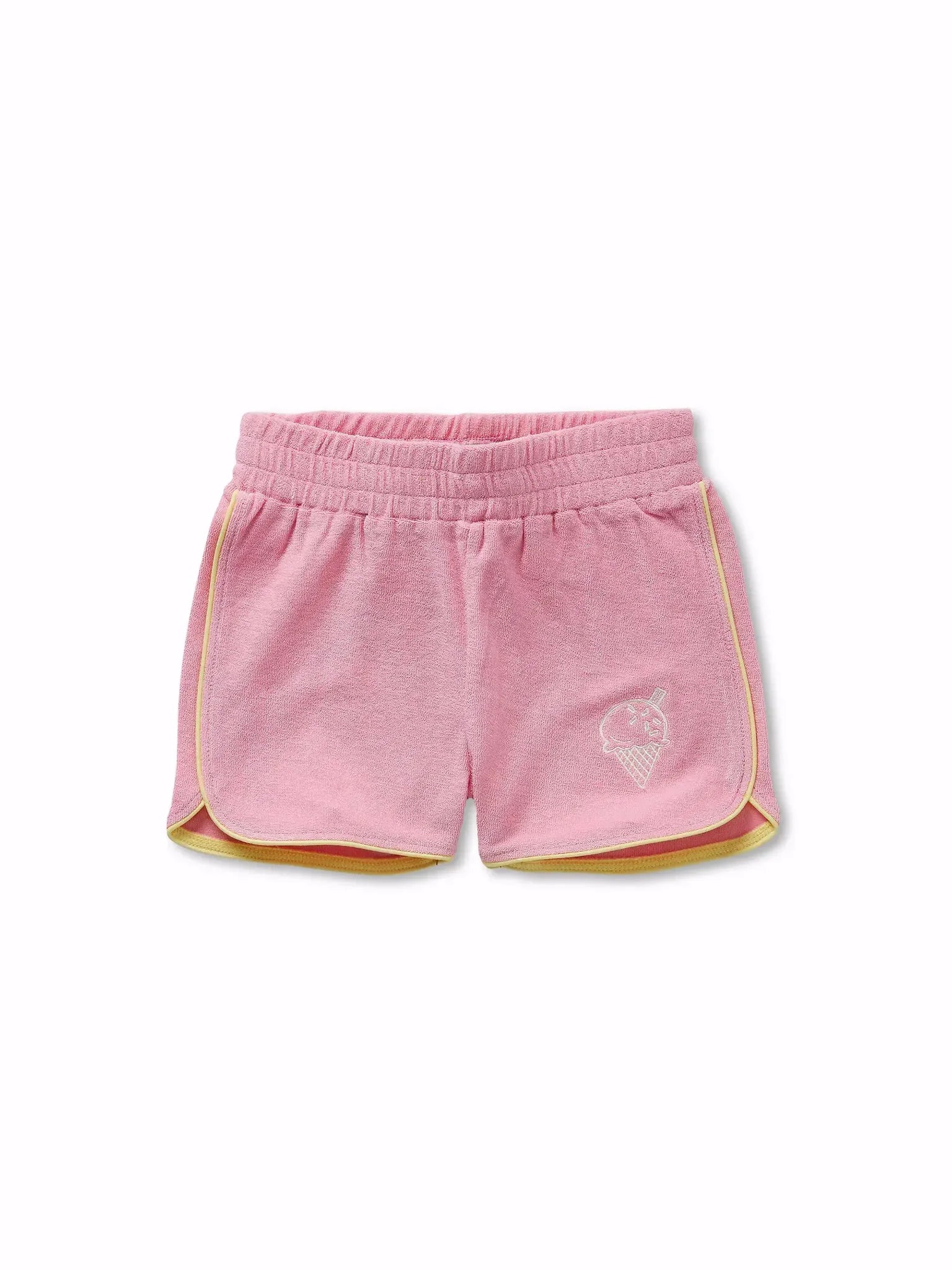 Pantalón corto rosa de niña con helado bordado de Sproet & Sprout.