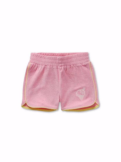 Pantalón corto rosa de niña con helado bordado de Sproet & Sprout.