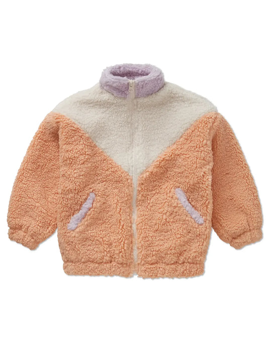 chaqueta de niña beige rosa Bloques de Color de Sproet & Sprout, vista frontal.