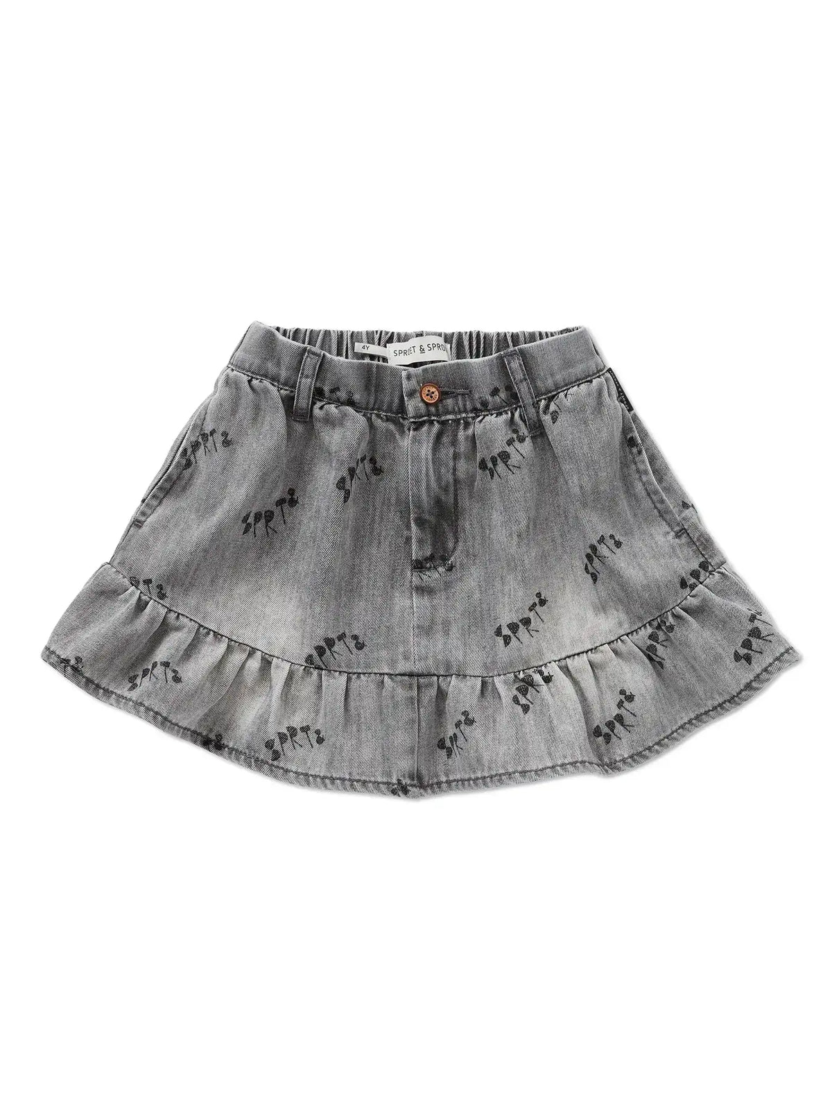 falda de niña gris SPRT& de Sproet & Sprout, vista frontal.