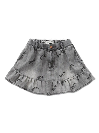 falda de niña gris SPRT& de Sproet & Sprout, vista frontal.