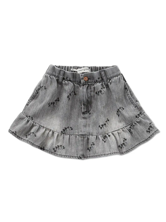 falda de niña gris SPRT& de Sproet & Sprout, vista frontal.
