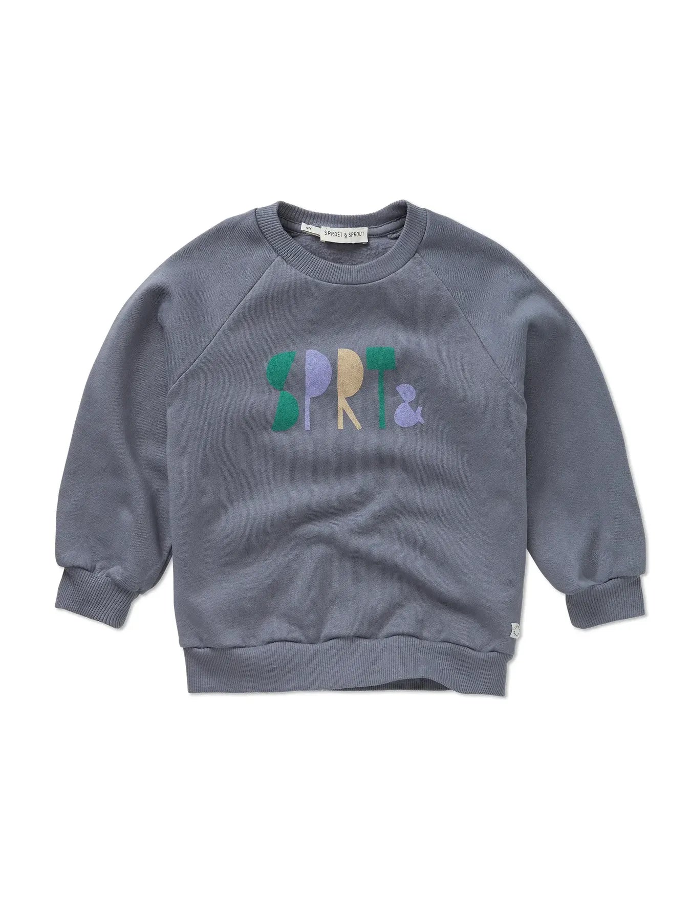 sudadera de niño gris oscuro Logo de Sproet & Sprout, vista frontal.