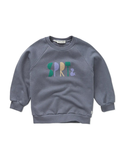 sudadera de niño gris oscuro Logo de Sproet & Sprout, vista frontal.