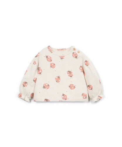 Sudadera Bebé Algodón Cruda Frutas Rosas de Play Up - vista frontal.