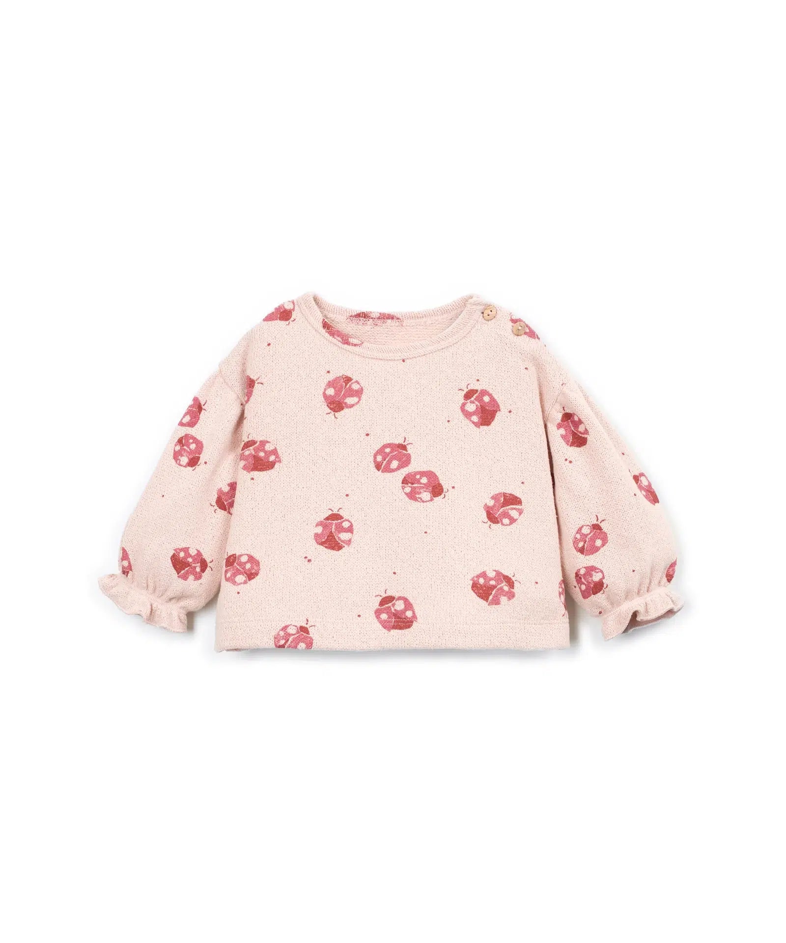 Sudadera Bebé Algodón Rosa Frutas de Play Up - vista frontal.