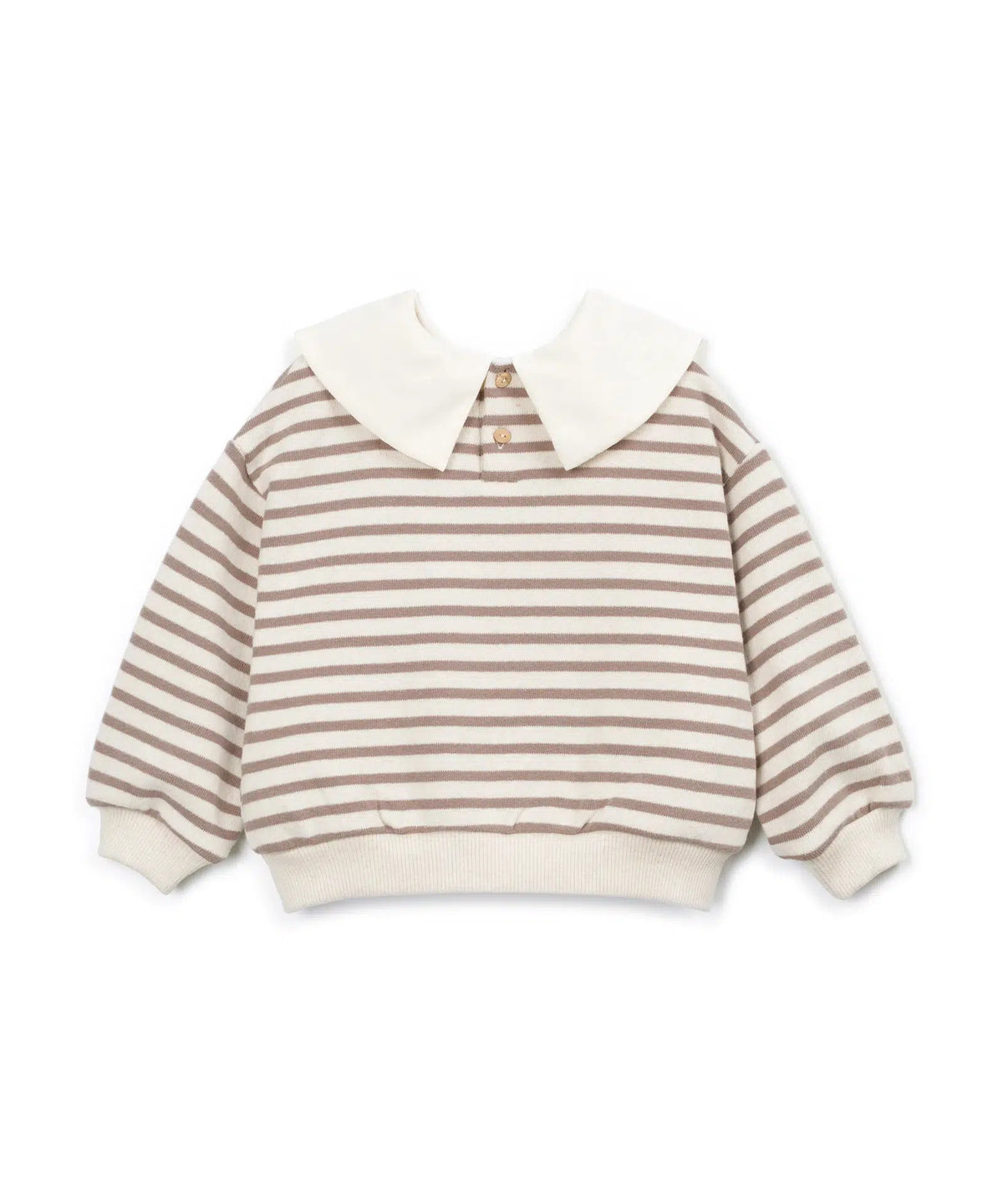 Sudadera Niña Algodón Cruda Rayas Topo de Play Up - vista trasera.