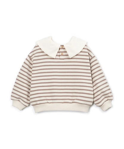 Sudadera Niña Algodón Cruda Rayas Topo de Play Up - vista trasera.