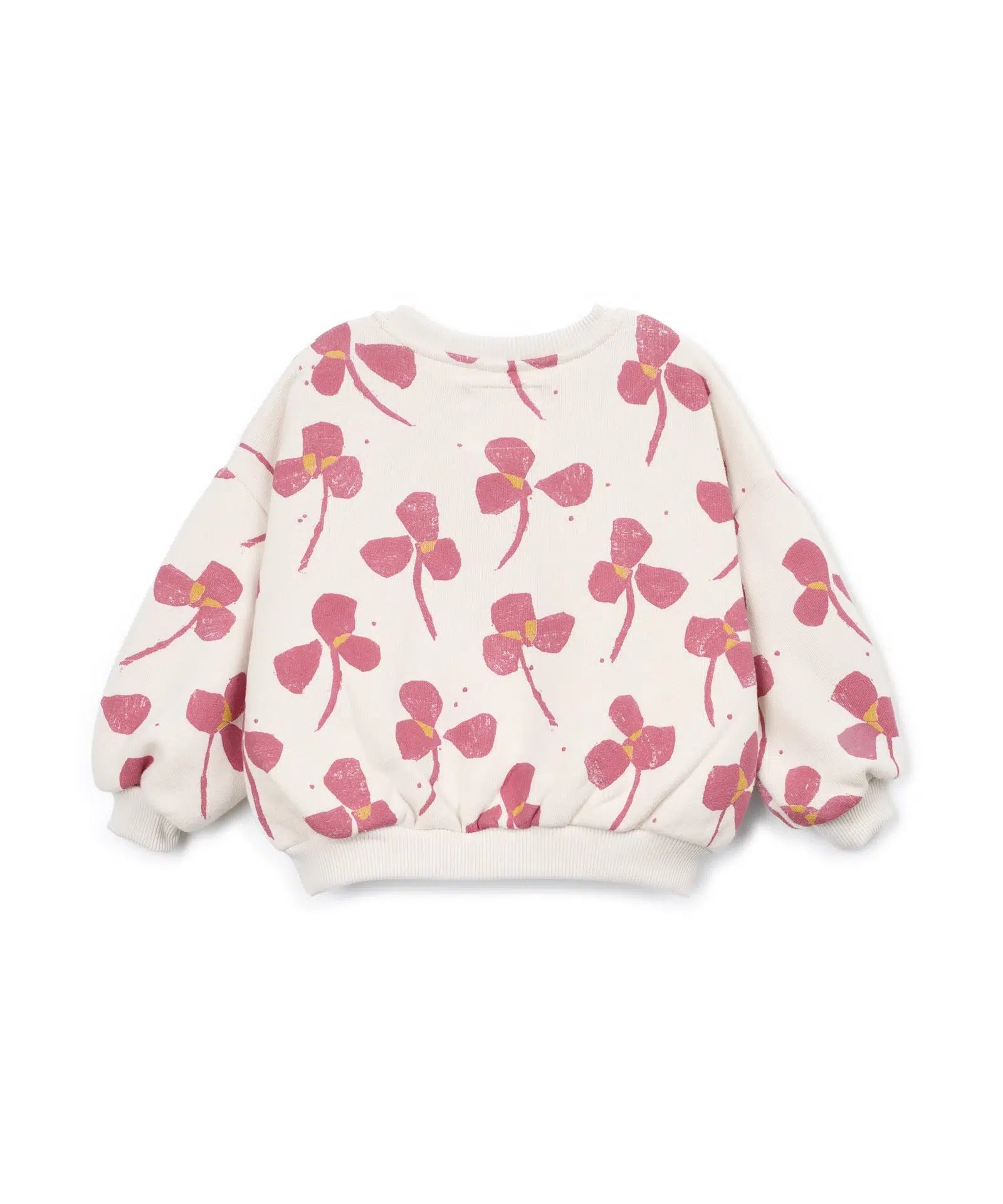 Sudadera Niña Algodón Orgánico Cruda Floral Rosa de Play Up - vista trasera.