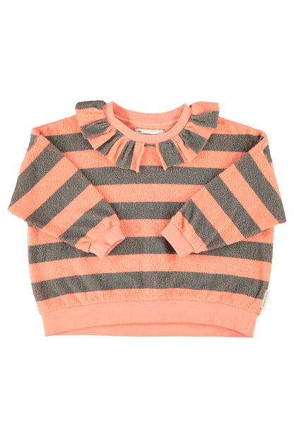 Sudadera de niña rosa y verde con rayas de Piupiuchick.