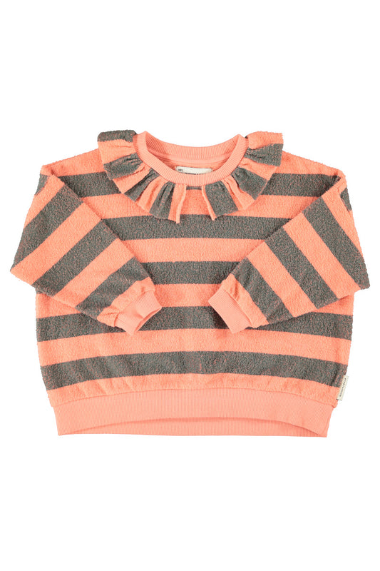 Sudadera de niña rosa y verde con rayas de Piupiuchick.