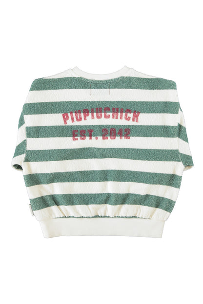 Sudadera de niño crudo y verde con rayas de Piupiuchick.