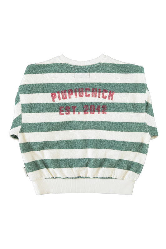 Sudadera de niño crudo y verde con rayas de Piupiuchick.