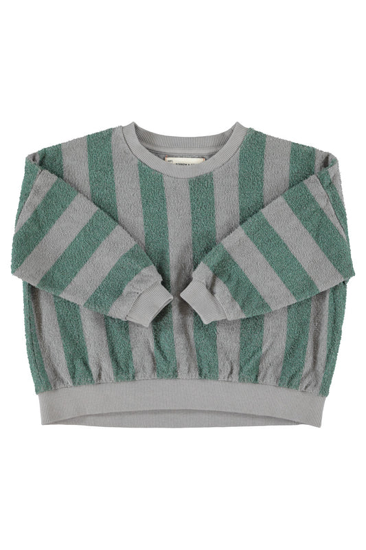Sudadera de niño gris y verde con rayas de Piupiuchick.