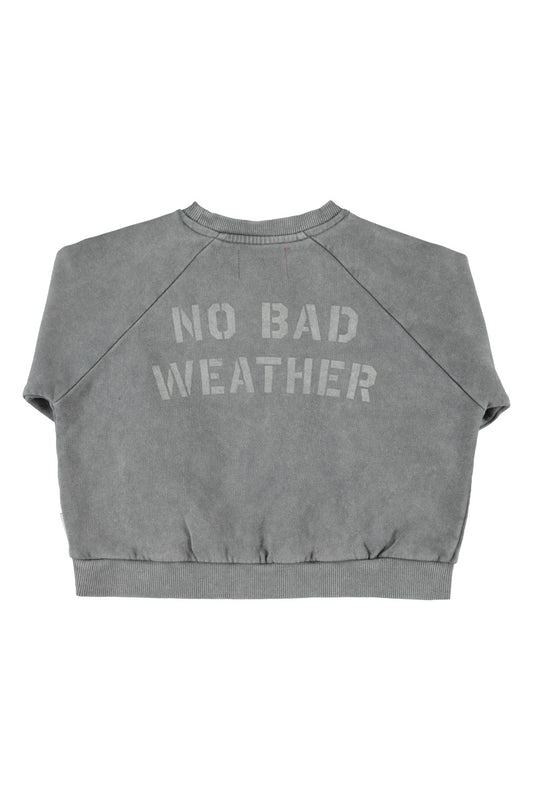 Parte trasera de sudadera de niño gris con sol y nubes de piupiuchick.
