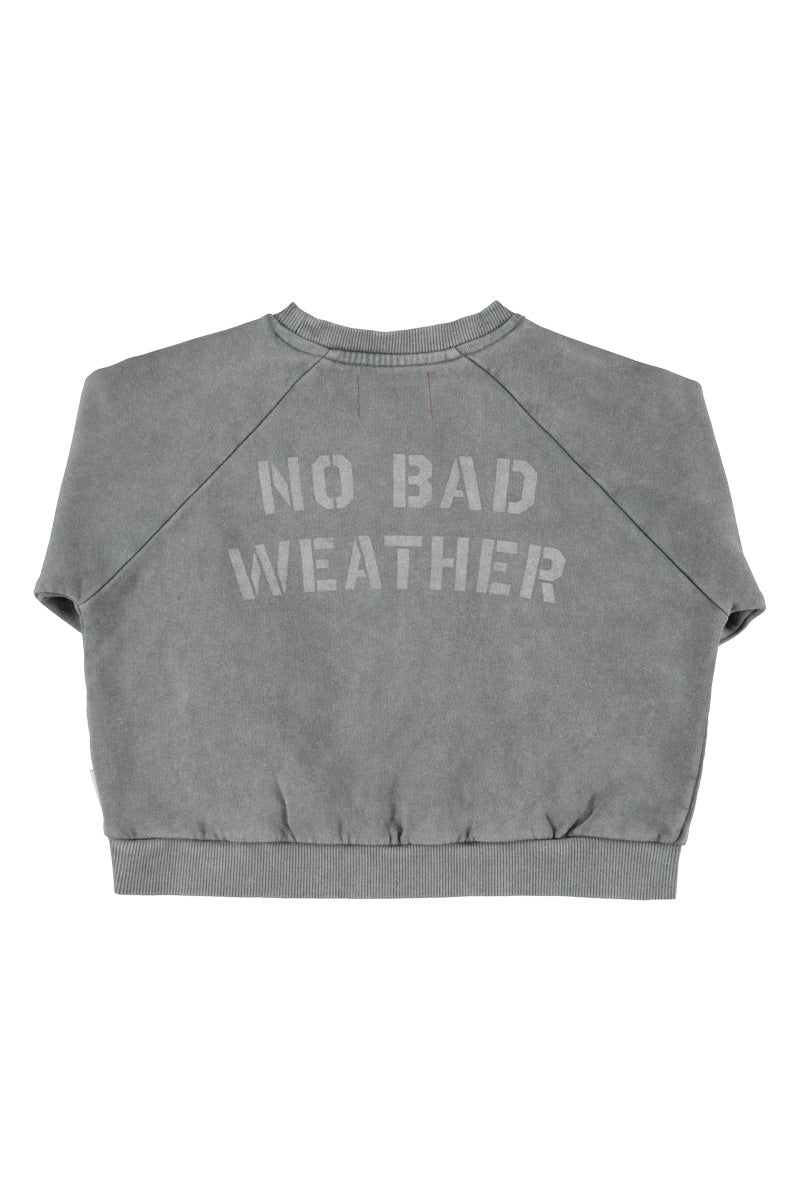 Parte trasera de sudadera de niño gris con sol y nubes de piupiuchick.