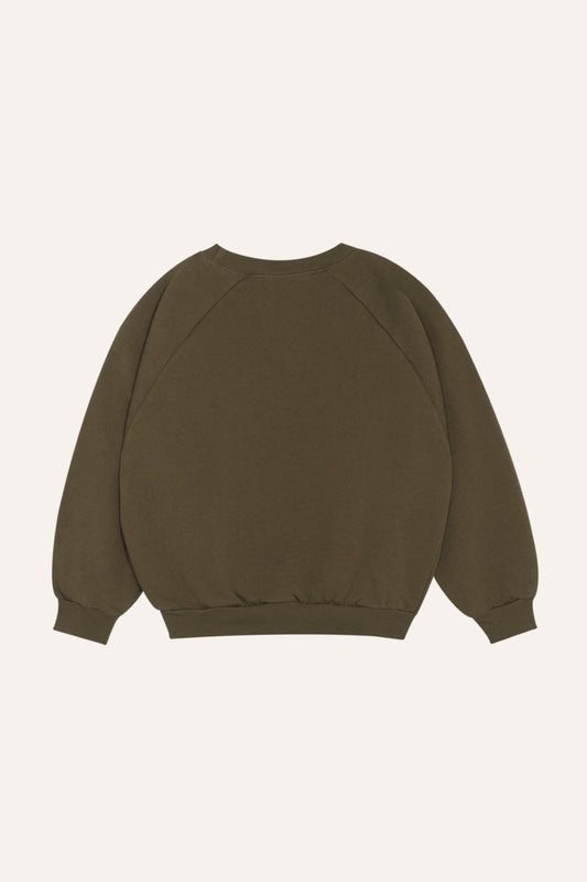Sudadera marrón lisa, vista trasera.