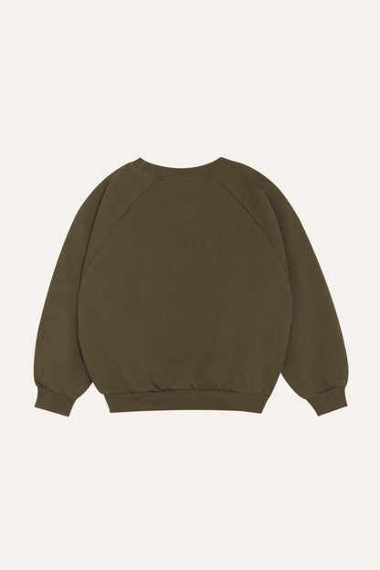 Sudadera marrón lisa, vista trasera.