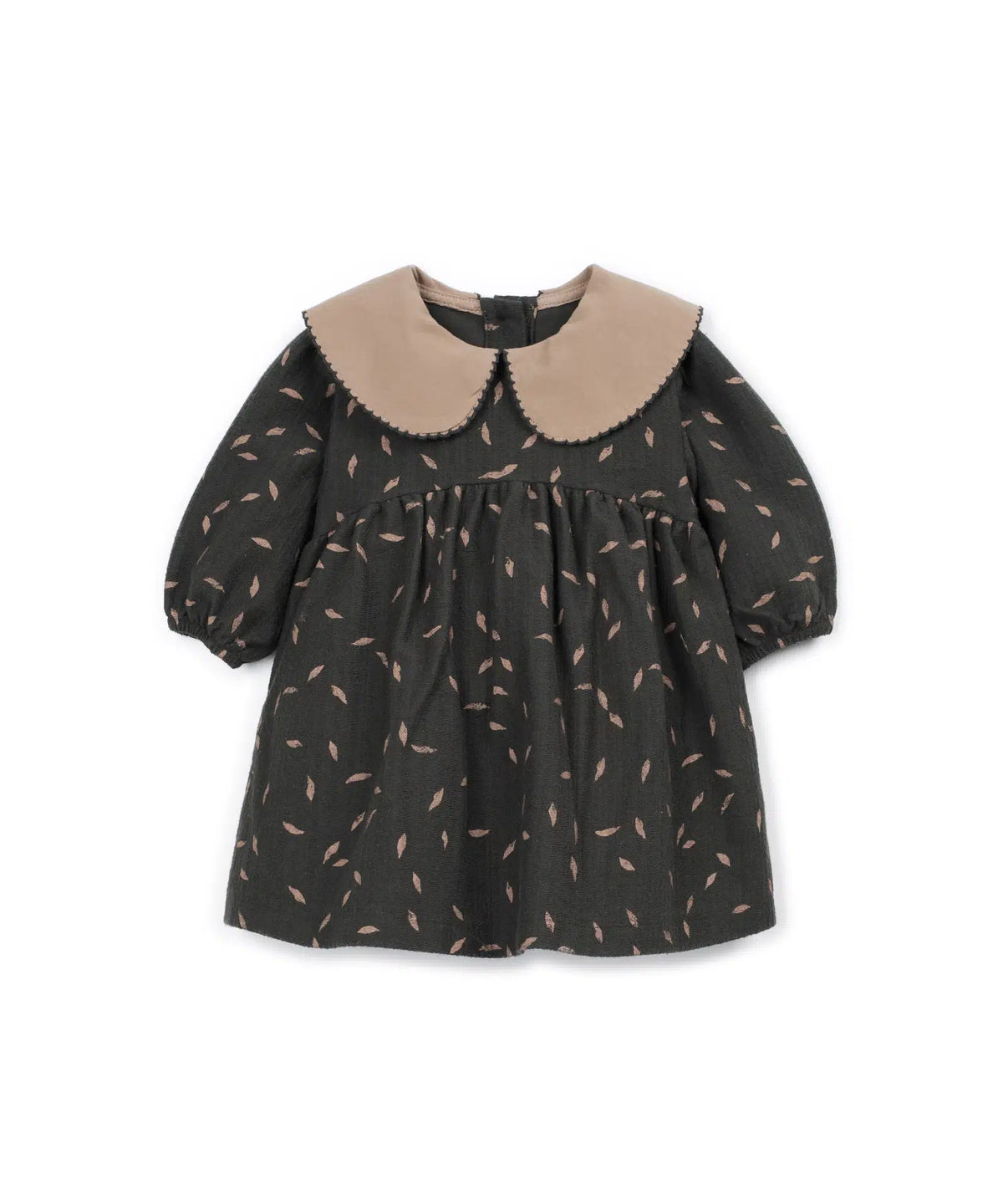 Vestido Bebé Algodón Gris Oscuro Estampado Vegetal de Play Up - vista frontal.