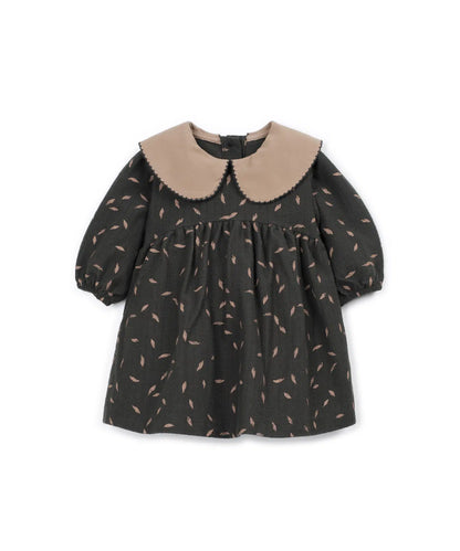 Vestido Bebé Algodón Gris Oscuro Estampado Vegetal de Play Up - vista frontal.
