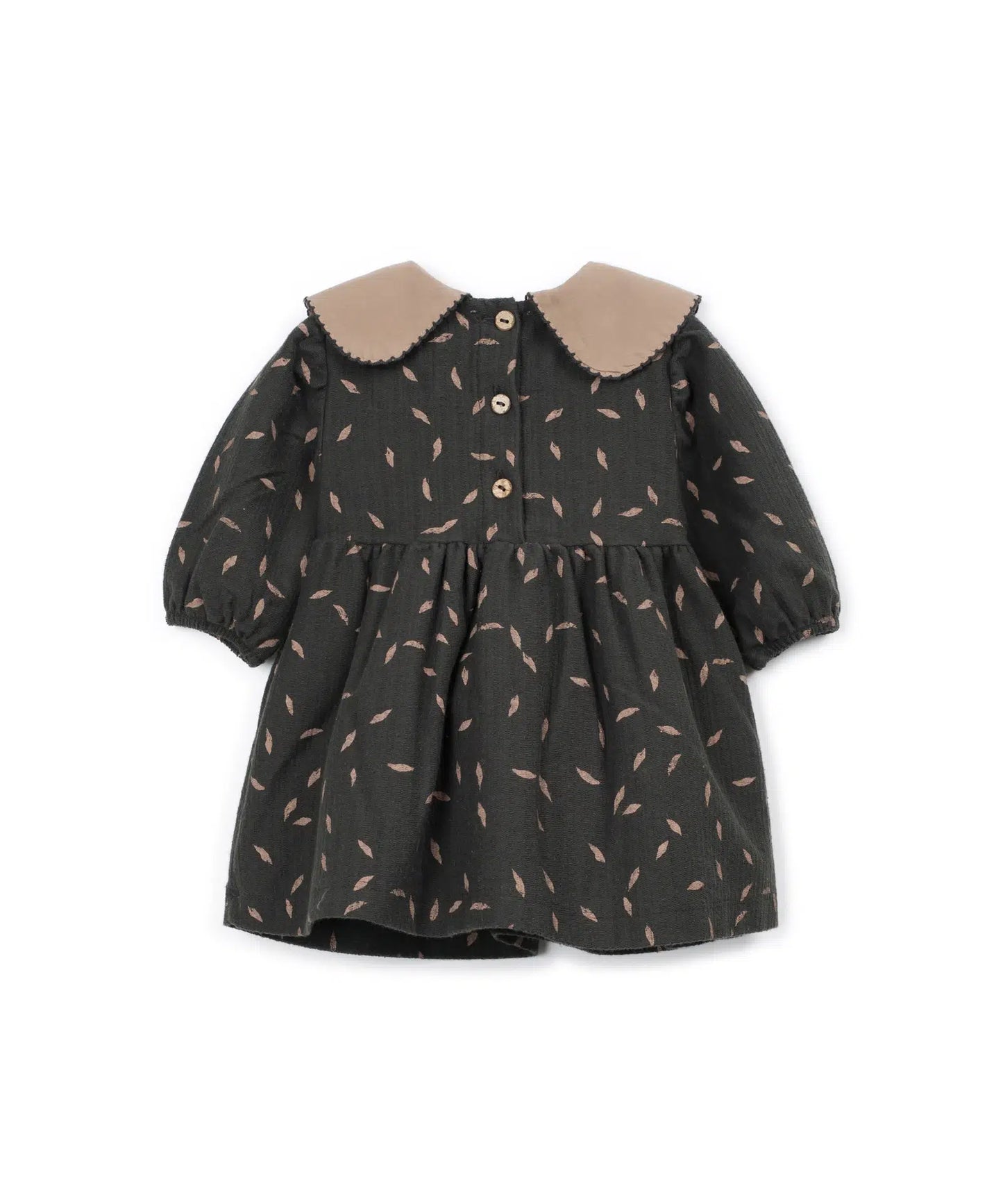 Vestido Bebé Algodón Gris Oscuro Estampado Vegetal de Play Up - vista trasera.