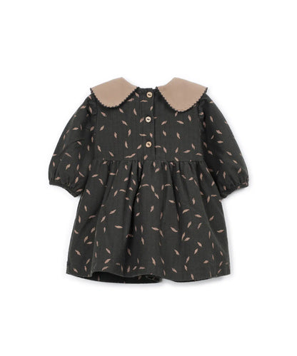 Vestido Bebé Algodón Gris Oscuro Estampado Vegetal de Play Up - vista trasera.
